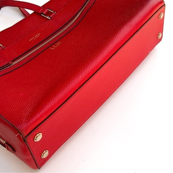 Henri Bendel Red Leather Satchel Briefcase Bag - Picture 4 of 16